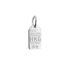 Hong Kong China HKG Luggage Tag Charm, Silver Mini