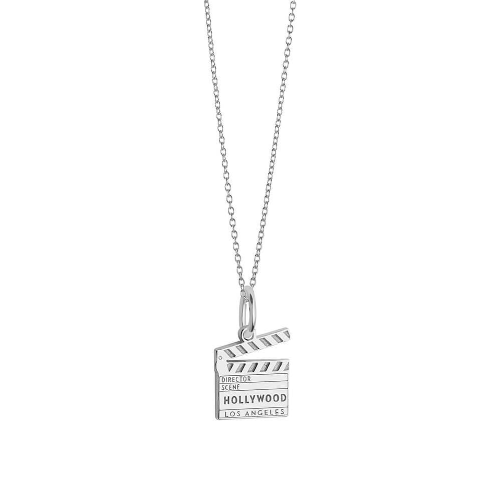 Hollywood Clapboard Charm Necklace, Silver Mini