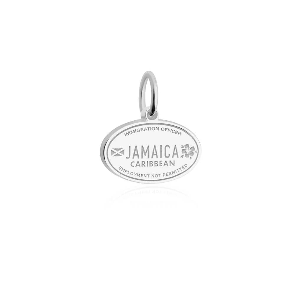 Jamaica Passport Stamp Charm, Silver Mini