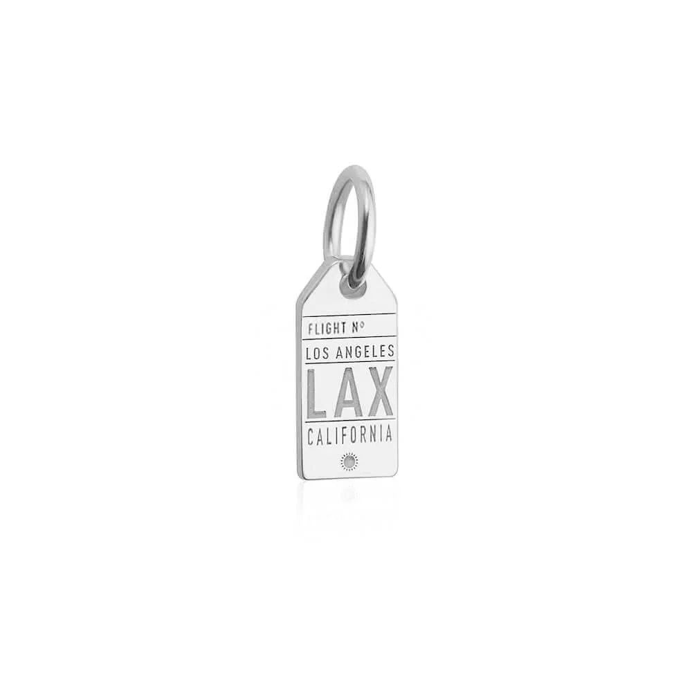 LAX Los Angeles Luggage Tag Charm, Silver Mini