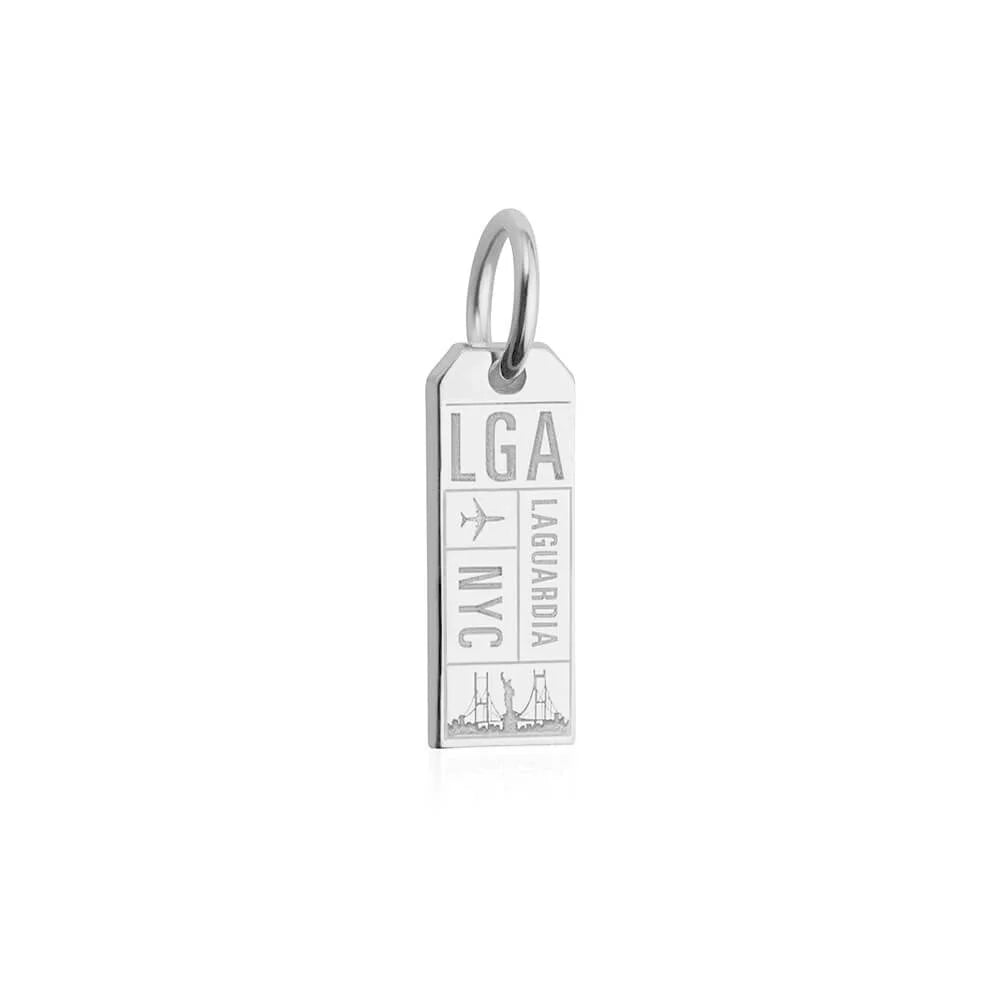 LGA LaGuardia Luggage Tag Charm, Silver Mini