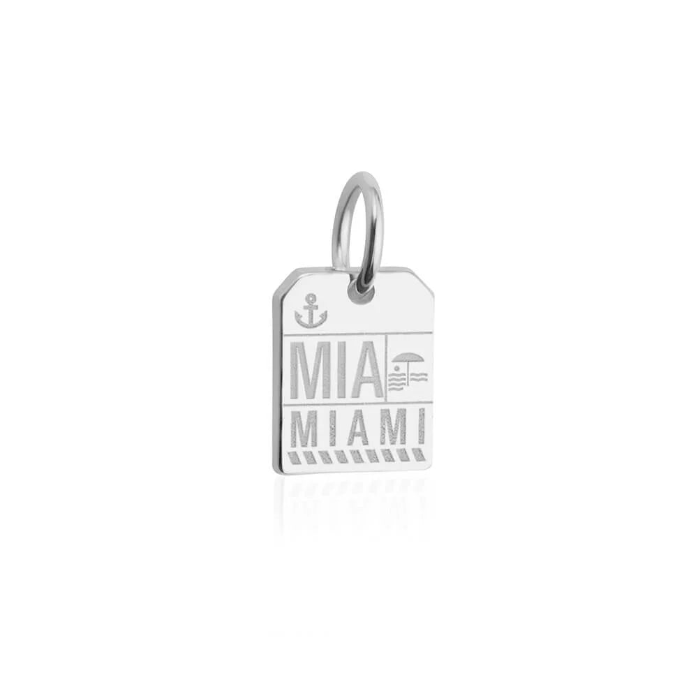 MIA Miami Luggage Tag Charm, Silver Mini