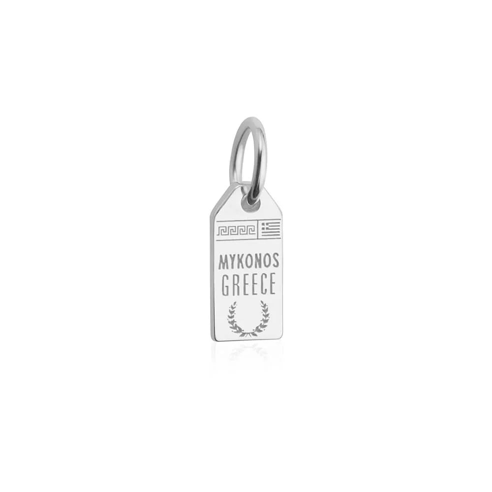 Myknos Greece Luggage Charm, Silver Mini