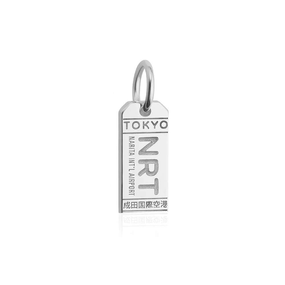 Tokyo Japan NRT Luggage Tag Charm, Silver Mini