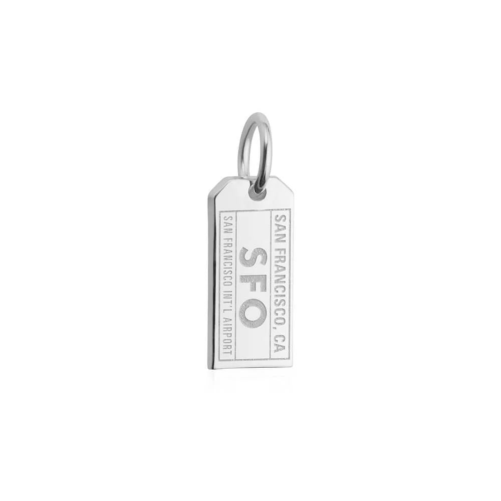 San Francisco California USA SFO Luggage Tag Charm, Silver Mini