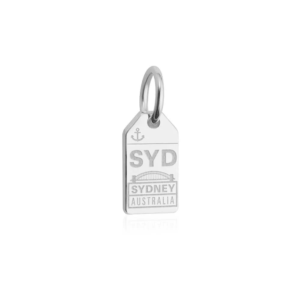 Sydney Australia SYD Luggage Tag Charm, Silver Mini