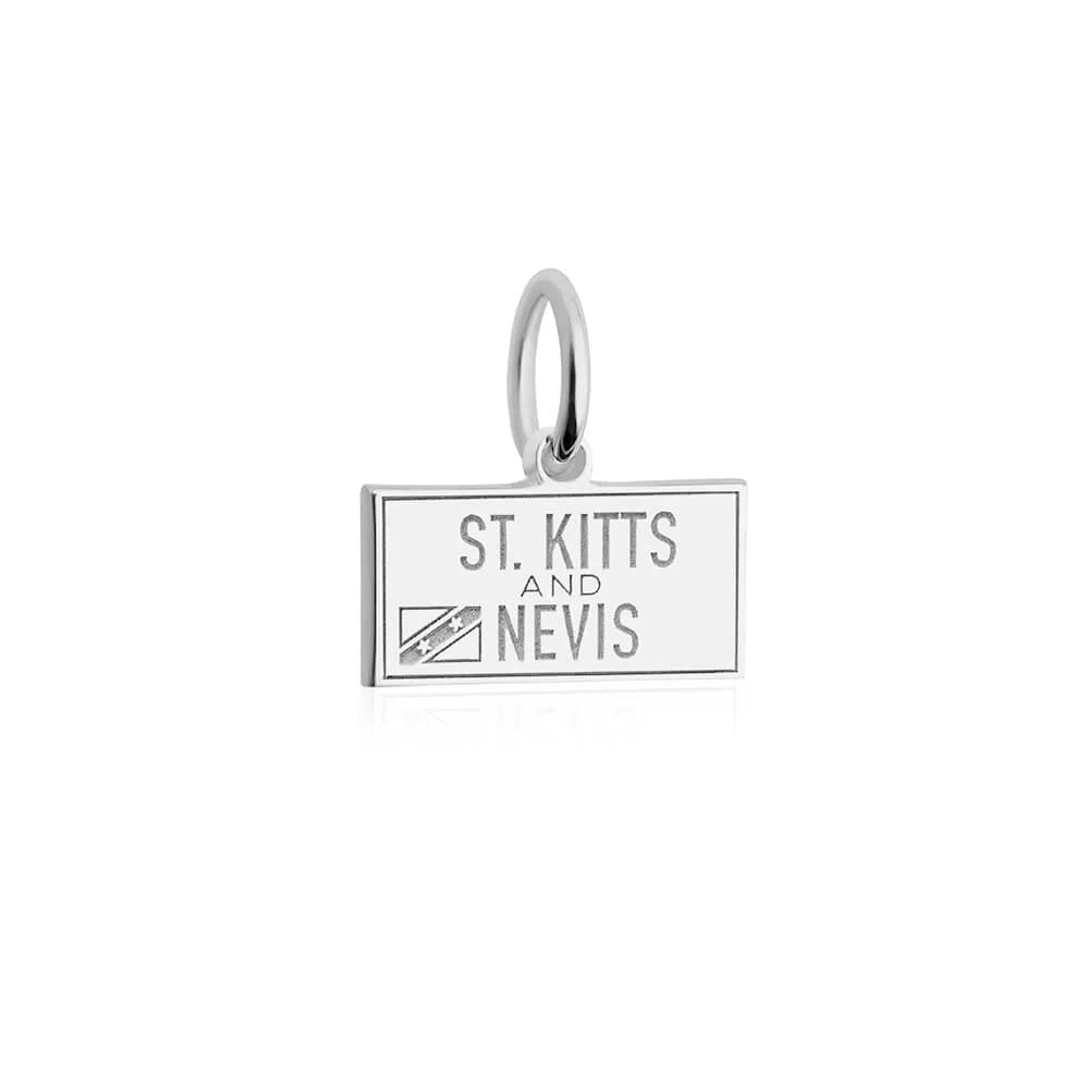 Saint Kitts and Nevis Passport Stamp Charm, Silver Mini