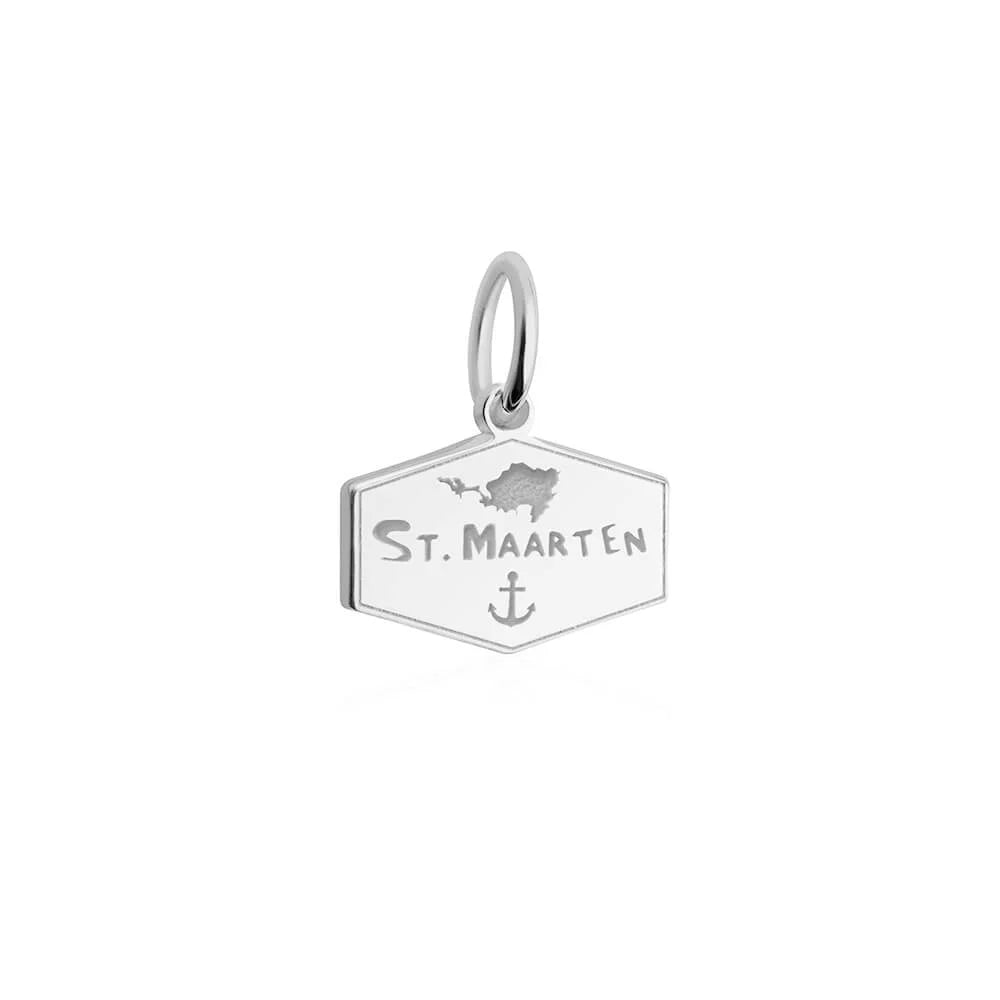 Saint Maarten Passport Stamp Charm, Silver Mini