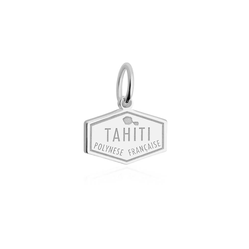 Tahiti Passport Stamp Charm, Silver Mini
