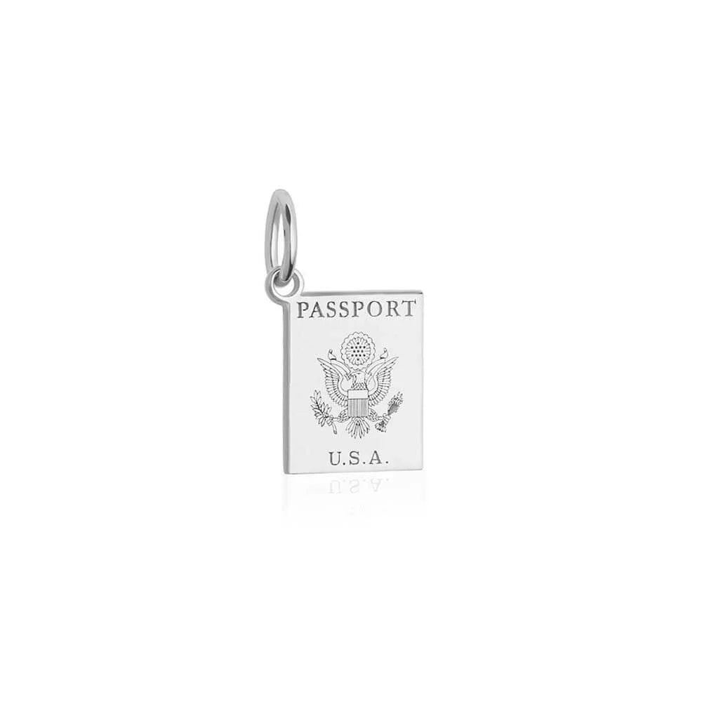 USA Passport Cover Charm, Silver Mini