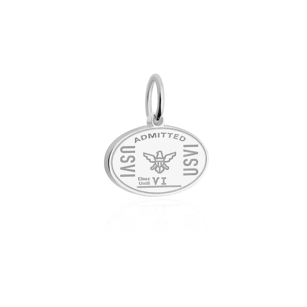 United States Virgin Islands Passport Stamp Charm, Silver Mini
