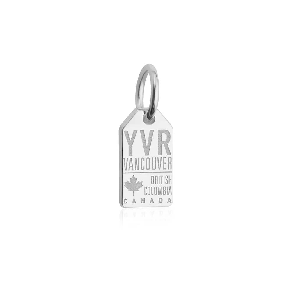 Vancouver Canada YVR Luggage Tag Charm, Mini Silver