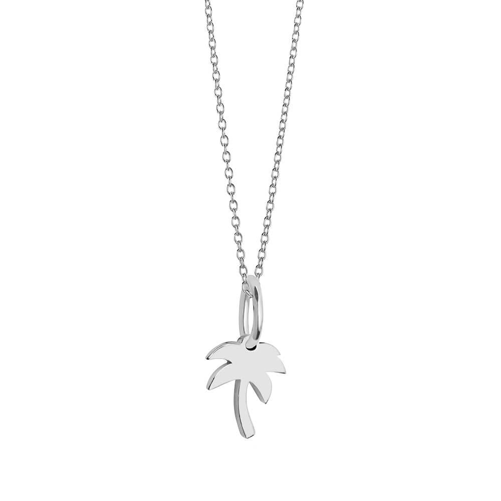 Palm Tree Mini Charm Necklace, Silver