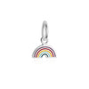 Sterling Silver Enamel Charm in a curved rainbow shape featuring colorful stripes of purple, red, yellow, and blue.