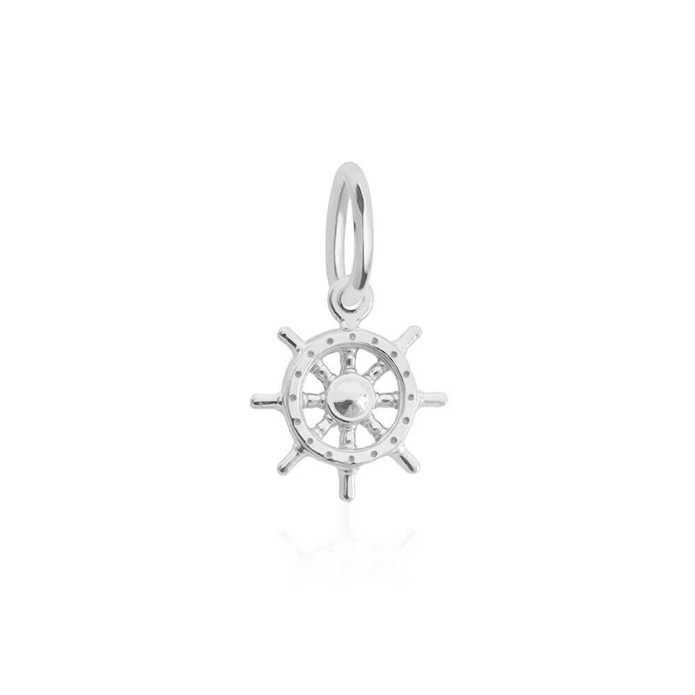 Ship's Wheel Charm, Silver Mini