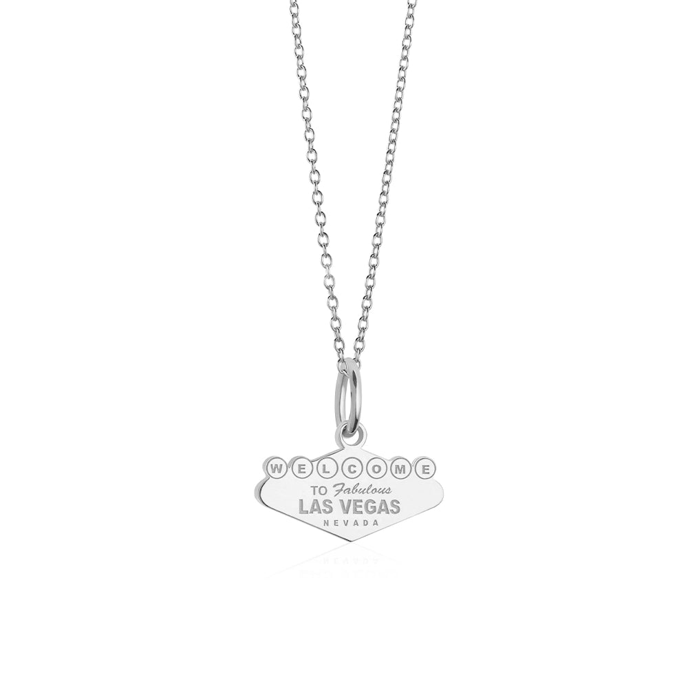 Welcome to Vegas Mini Charm Necklace Silver