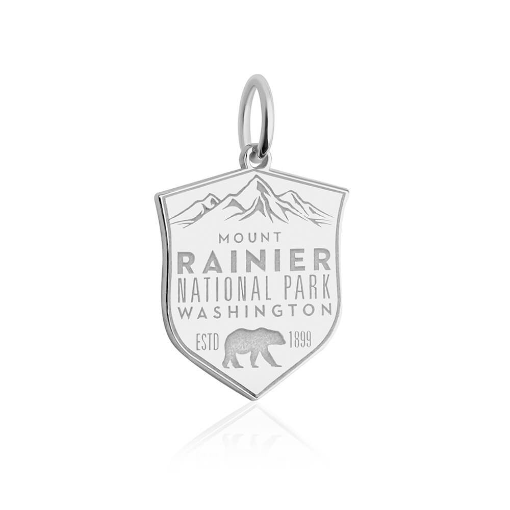 sterling silver engraved mount rainier national park washington charm