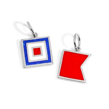 Nautical Flag Charm, Silver