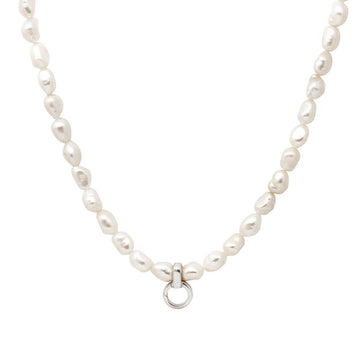 Pearl Chain Necklace, 18" Silver