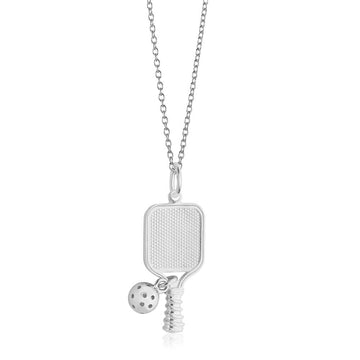 Pickleball Racket Charm, Silver