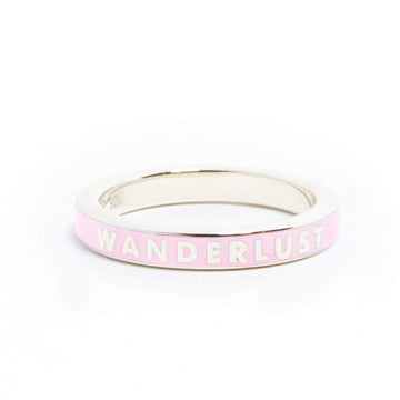 Pink Enamel "Wanderlust" Silver Ring