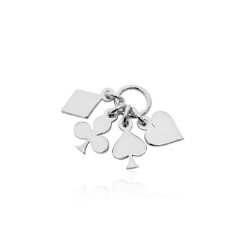 Playing Card Suits Mini Charm Set, Silver