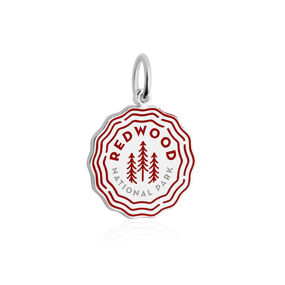 sterling silver red enamel redwood national park charm