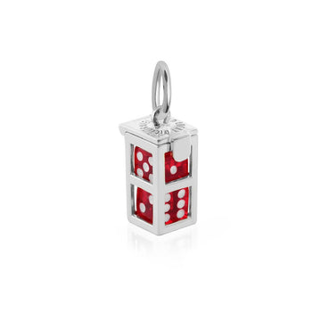 Dice Cage Charm with Color Dice, Silver