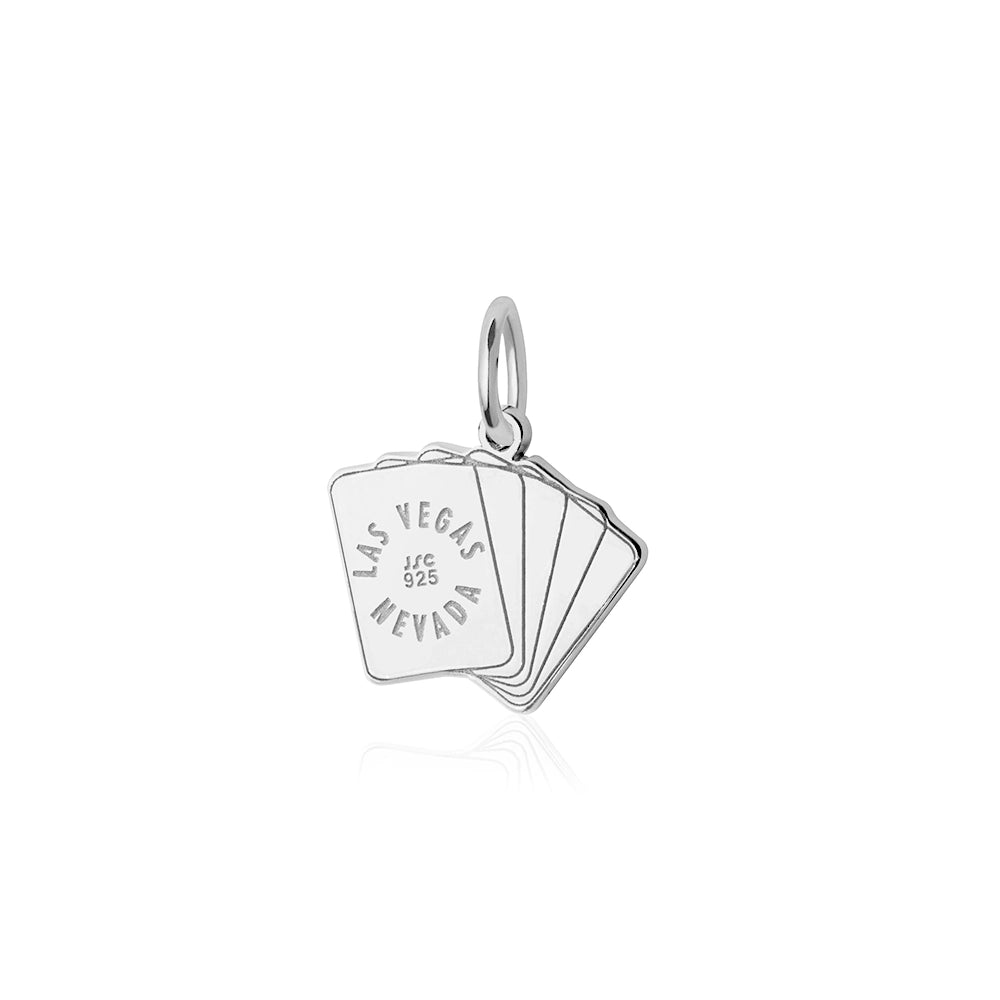 Las Vegas Royal Flush Cards Charm, Silver