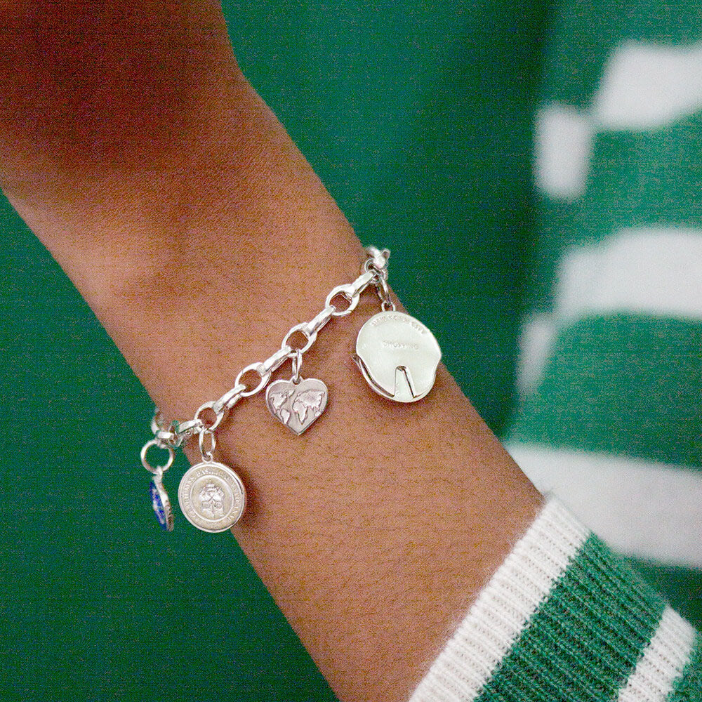 Slim Infinity Link Charm Bracelet, Silver