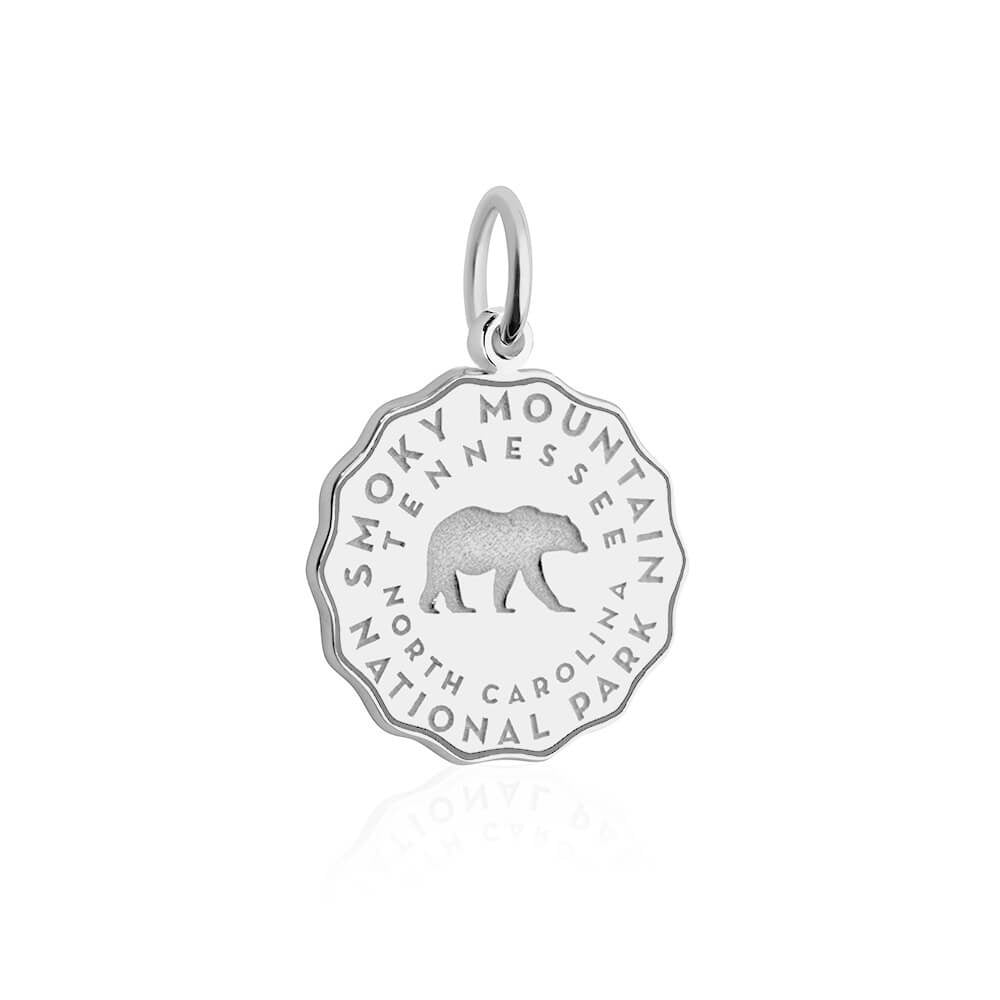 sterling silver engraved round smoky mountain tennessee north carolina national park charm