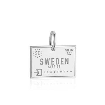 Sweden Passport Stamp Charm Silver