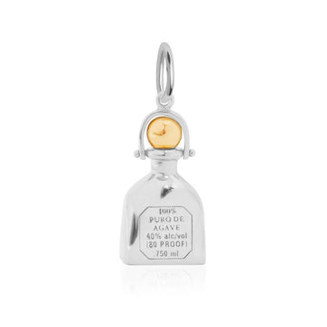 Two-Tone Tequila Bottle Charm Silver
