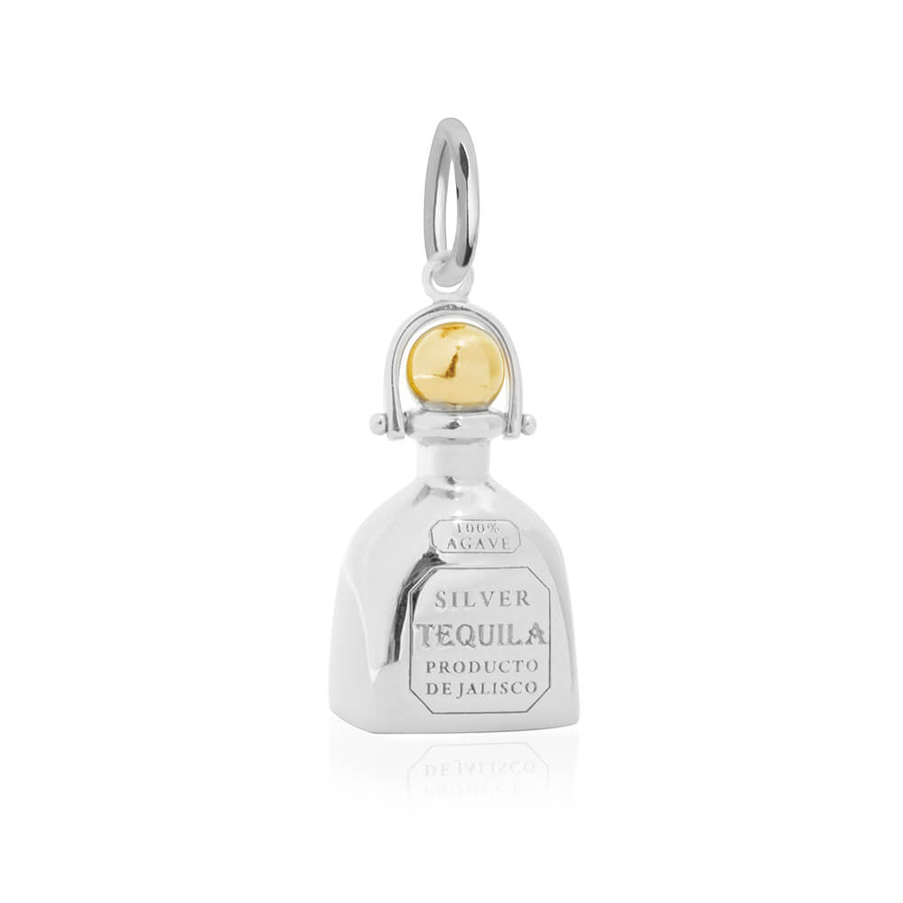 Two-Tone Tequila Bottle Charm Silver