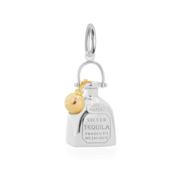 Two-Tone Tequila Bottle Charm Silver