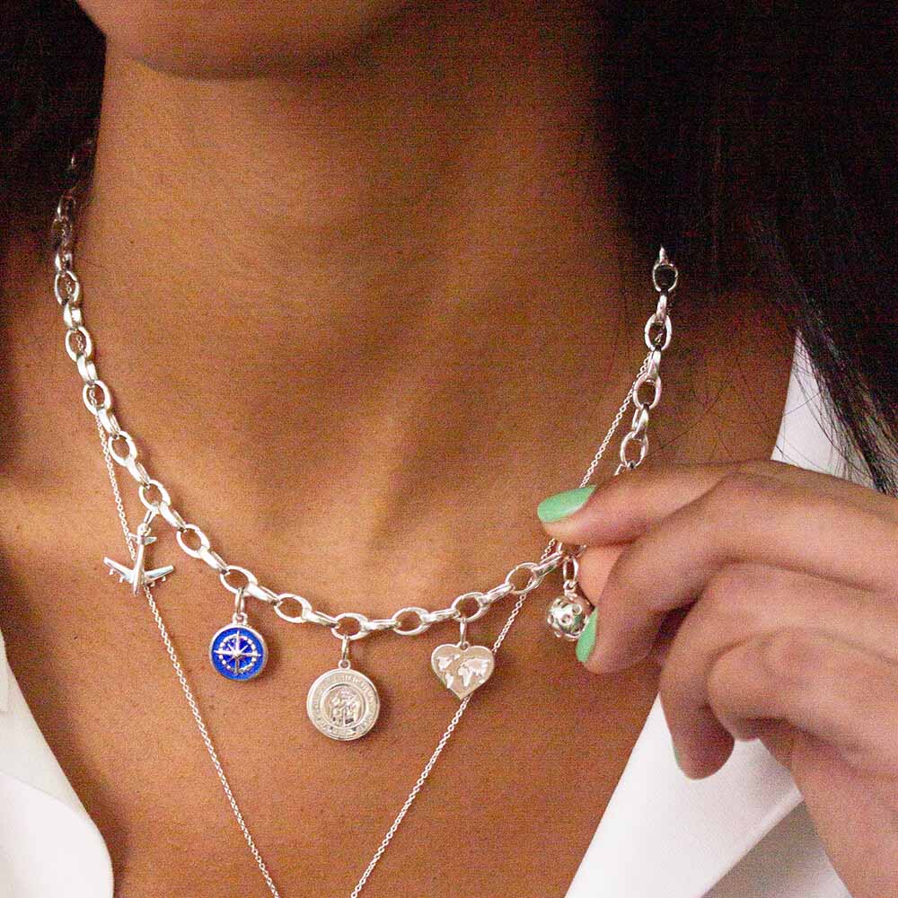 Infinity Link Charm Necklace, Slim Silver