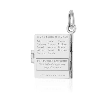 Travel Games Book Charm, Silver