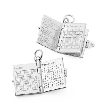 Travel Games Book Charm, Silver