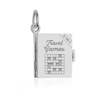 Travel Games Book Charm, Silver