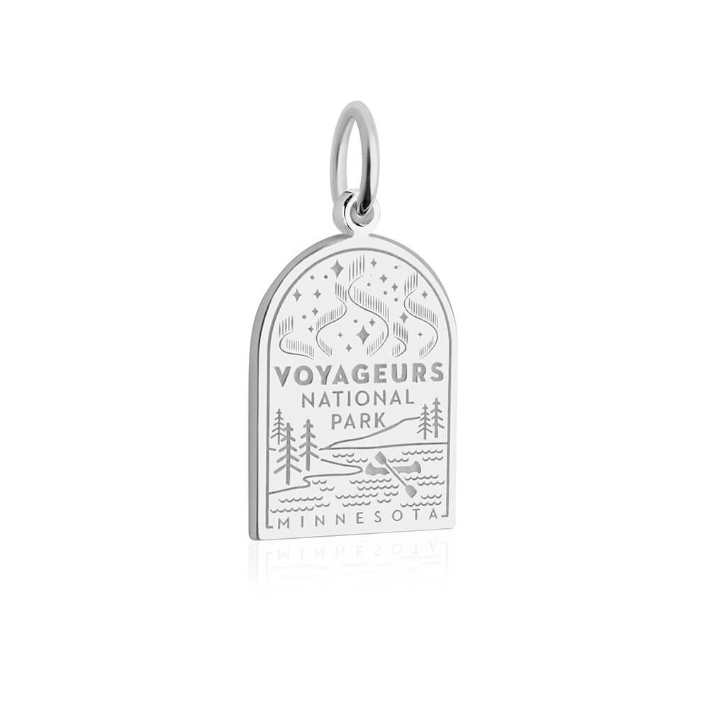 sterling silver engraved voyageurs national park minnesota charm