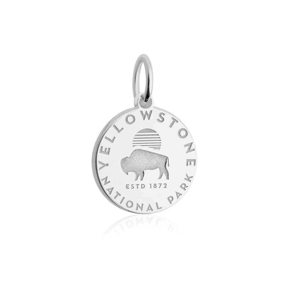 sterling silver engraved round yellowstone national park charm