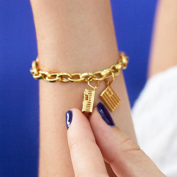 Greece Flag Charm, Solid Gold Mini