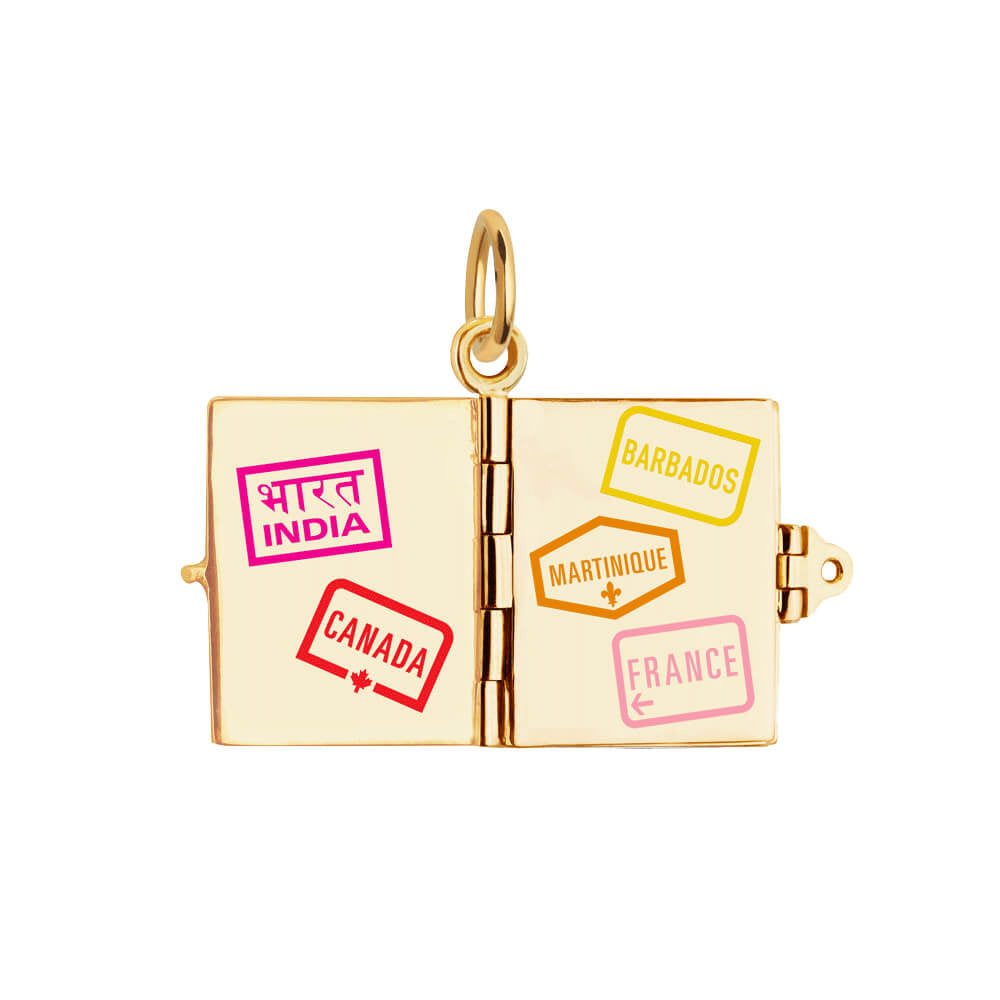 Bespoke Solid Gold Passport Book Charm, Enamel - JET SET CANDY (7535262433528)