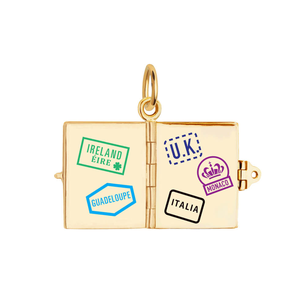 Bespoke Solid Gold Passport Book Charm, Enamel - JET SET CANDY (7535262433528)