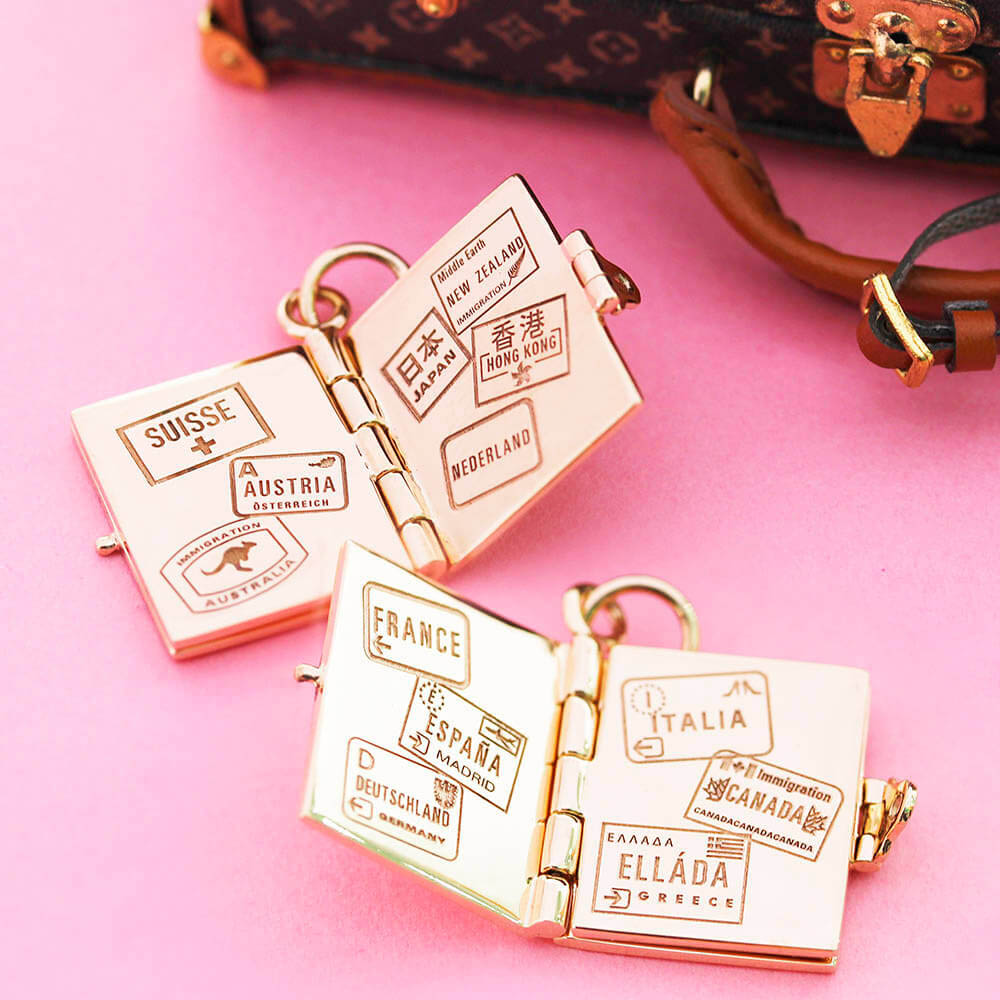 Passport Book Charm BESPOKE Solid Gold