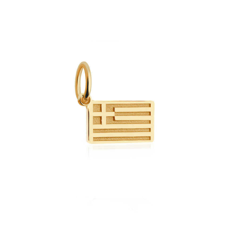 Greece Flag Charm, Solid Gold Mini