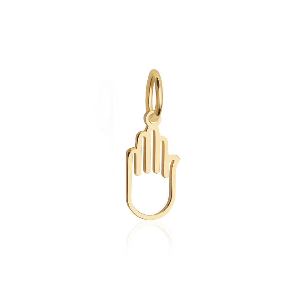 Hamsa Hand Charm, Solid Gold Mini