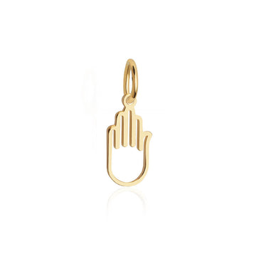 Hamsa Hand Charm, Solid Gold Mini