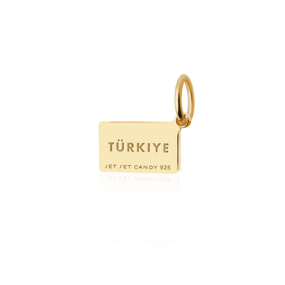 Turkey Flag Charm, Solid Gold Mini