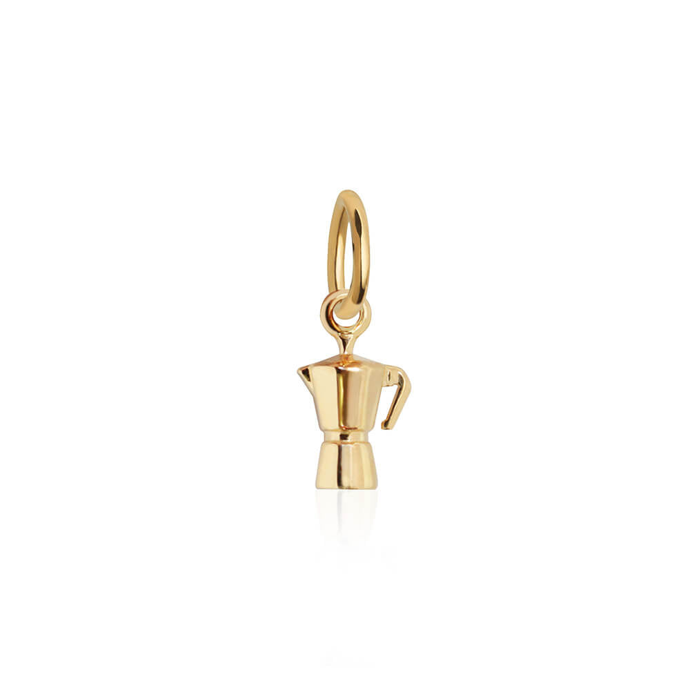 Espresso Pot Charm, Solid Gold Mini